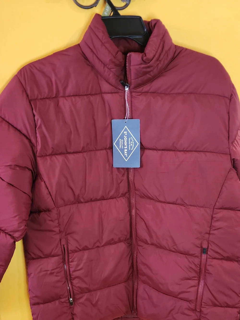St. John's Bay Men's Quilted Puffer Jacket - Burgundy